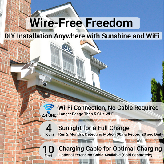 ON WATCH WiFi Solar Floodlight Camera, Motion-Activated Recording/Notification/Floodlight/Siren, Pan/Tilt, 2K Res., Two-Way Talk, 64 GB Local Storage