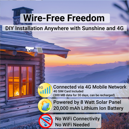 ON WATCH 4G LTE No WiFi Solar Floodlight Camera, Motion-Activated Recording/Notification/Floodlight/Siren, Pan/Tilt, 2K, Two-Way Talk, 64 GB Storage
