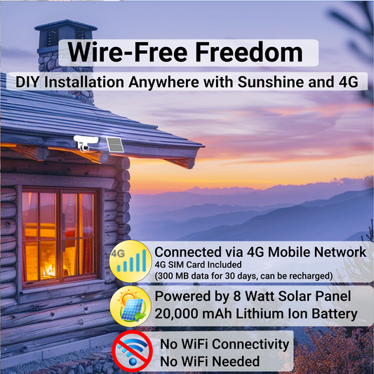 ON WATCH 4G LTE No WiFi Solar Floodlight Camera, Motion-Activated Recording/Notification/Floodlight/Siren, Pan/Tilt, 2K, Two-Way Talk, 64 GB Storage