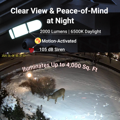 ON WATCH 4G LTE Solar Floodlight Camera, Nonstop Recording, Motion-Activated/Notification/Floodlight/Siren, Pan/Tilt, 2K, Two-Way Talk, 128 GB Storage